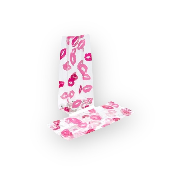 new 20 Smooches Pink Lips Print Kiss Cello Bags ᨎ Food Grade Cellophane 3“x 7.5“ - Picture 4 of 16
